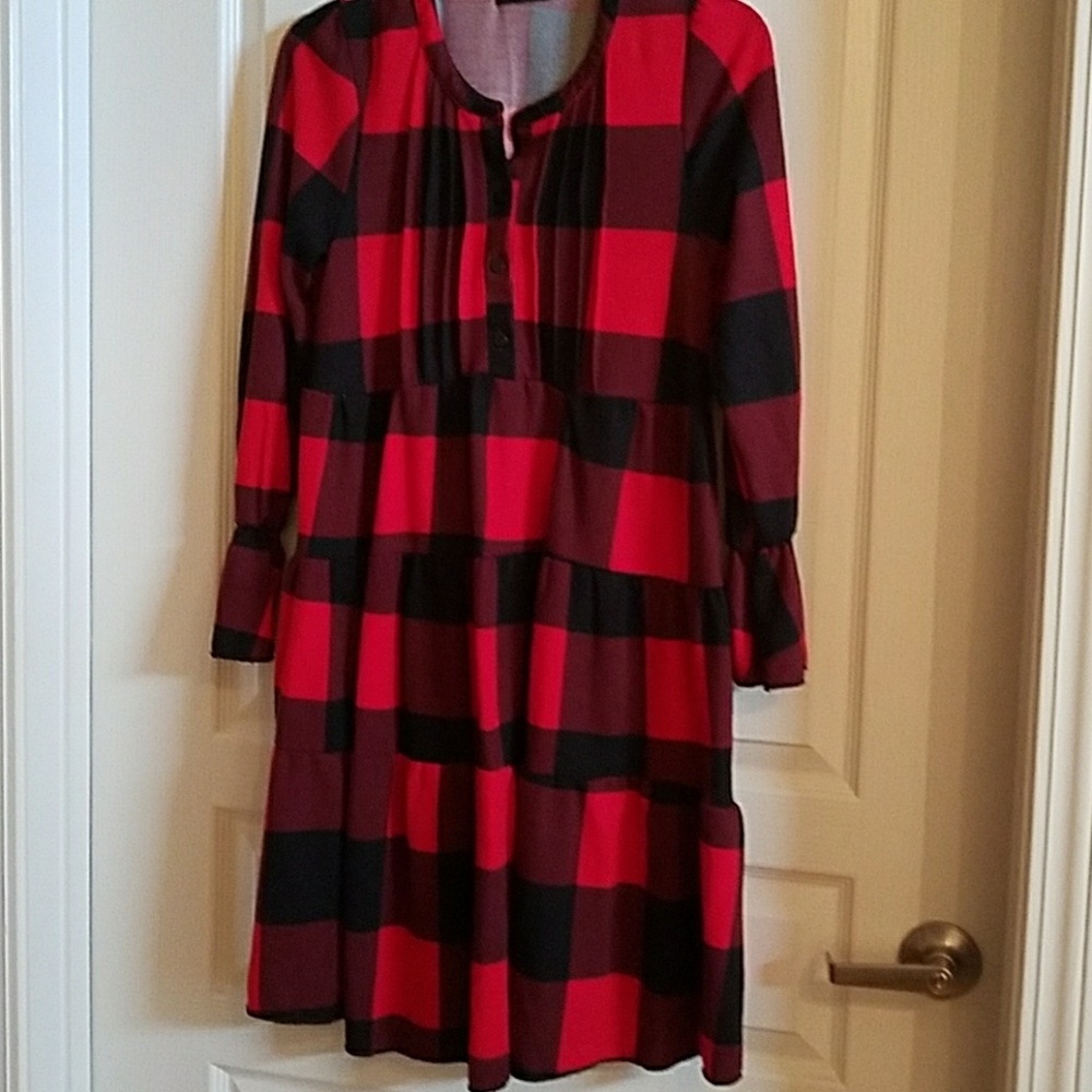 Reborn black and red plaid checkered Dress